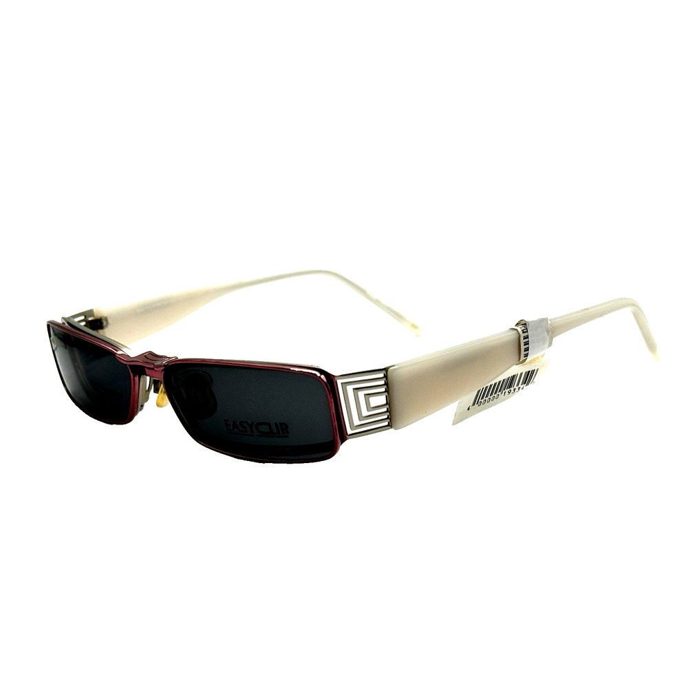 EASYCLIP Q8045 PINK WHITE EYEGLASSES FRAMES 50-17-135 WITH SUNGLASSES CLIP